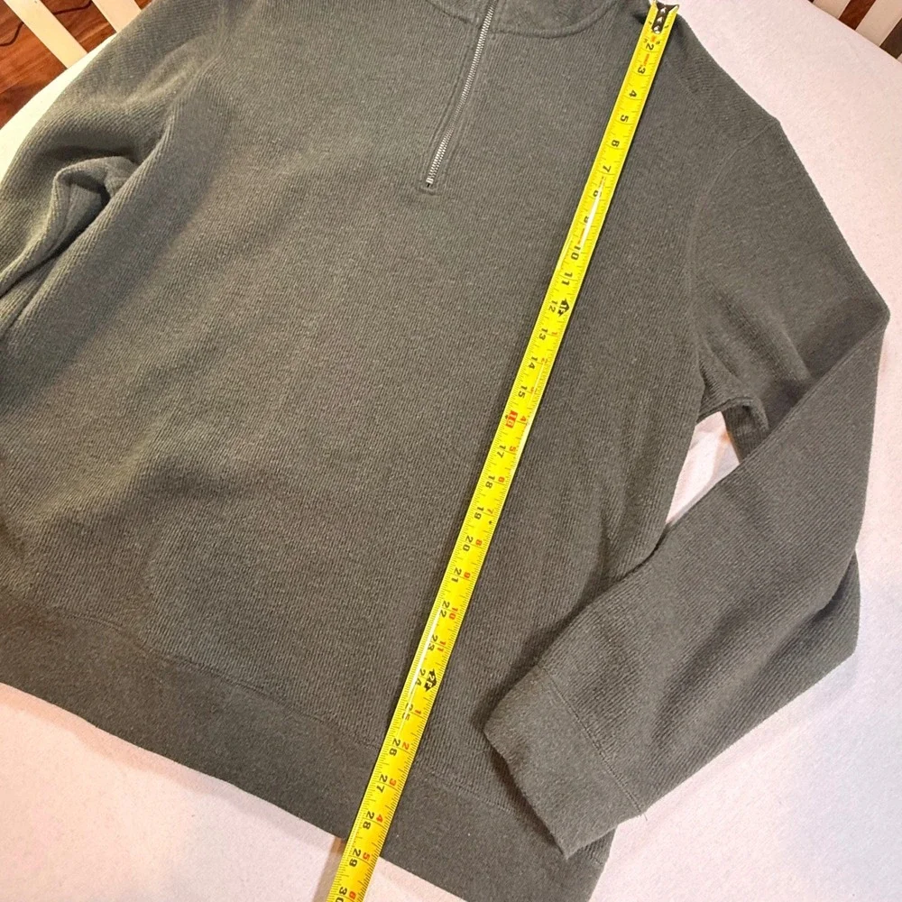 Banana Republic Mens XL Quarter Zip Pullover Green Ribbed Mock Neck Smart Casual